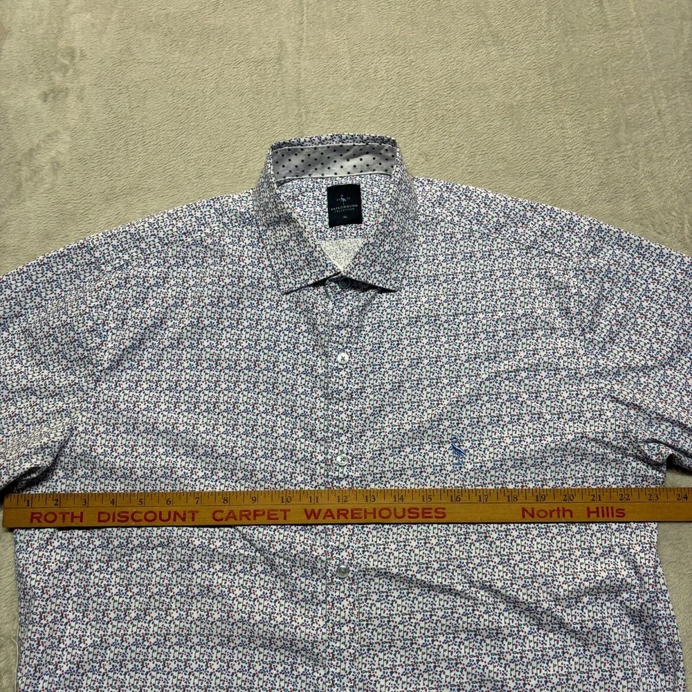 Tailorbyrd Button Up Shirt Golf Casual 100% Cotton All Over Pattern Mens XL Blue